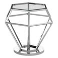Allure Diamond Cut Small End Table - Clear Glass - Silver Base
