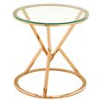 Allure End Table - Round - Clear Glass - Corseted Rose Gold Base