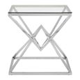 Allure End Table - Square - Clear Glass - Corseted Silver Base