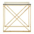 Allure End Table - Square - Clear Glass - Champagne Gold Cross Base