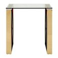 Allure End Table - Square - Clear Glass - Champagne Gold Cross Base