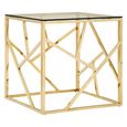 Allure End Table - Square - Clear Glass - Champagne Gold Geometric Base