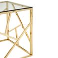 Allure End Table - Square - Clear Glass - Champagne Gold Geometric Base