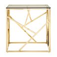 Allure End Table - Square - Clear Glass - Champagne Gold Geometric Base