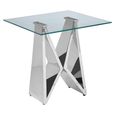 Allure End Table - Square - Clear Glass - Chrome Wing Base