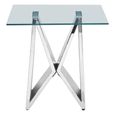 Allure End Table - Square - Clear Glass - Chrome Wing Base
