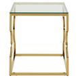 Allure End Table - Square - Clear Glass - Gold Curved Frame