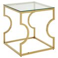 Allure End Table - Square - Clear Glass - Gold Curved Frame