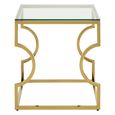 Allure End Table - Square - Clear Glass - Gold Curved Frame