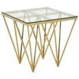 Allure End Table - Square - Clear Glass - Gold Prismatic Legs