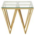 Allure End Table - Square - Clear Glass - Gold Prismatic Legs