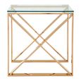 Allure End Table - Square - Clear Glass - Rose Gold Cross Base