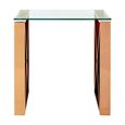 Allure End Table - Square - Clear Glass - Rose Gold Cross Base