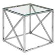Allure End Table - Square - Clear Glass - Silver Cross Base
