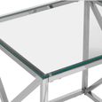 Allure End Table - Square - Clear Glass - Silver Cross Base