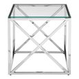 Allure End Table - Square - Clear Glass - Silver Cross Base