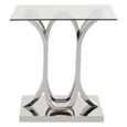 Allure End Table - Square - Clear Glass - Silver Curved Base