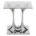 Allure End Table - Square - Clear Glass - Silver Curved Base
