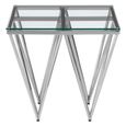Allure End Table - Square - Clear Glass - Silver Prismatic Legs