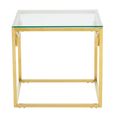 Allure Side Table - Square - Clear Glass - Brushed Gold Base
