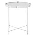 Allure Side Table - Round - Clear Mirrored - Chrome Legs