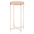 Allure Tall Side Table - Round - Clear Mirrored - Rose Gold Legs