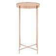 Allure Tall Side Table - Round - Clear Mirrored - Rose Gold Legs