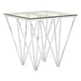Allure End Table - Square - Glass - Chrome Triangular Base