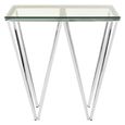 Allure End Table - Square - Glass - Chrome Triangular Base