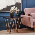 Allure End Table - Square - Glass - Rose Gold Prismatic Legs
