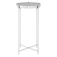 Allure Tall Side Table - Round - Grey Mirrored - Chrome Legs