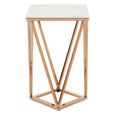 Allure End Table - White Glass - Champagne Base