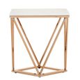 Allure End Table - White Glass - Champagne Base