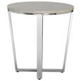 Allure End Table - Round - White Marble Effect - Chrome Base