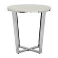 Allure End Table - Round - White Marble Effect - Chrome Base
