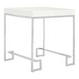 Allure End Table -  Square - White Marble - Chrome Angled Legs