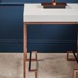 Allure End Table -  Square - White Marble - Rose Gold Angled Legs