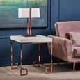 Allure End Table -  Square - White Marble - Rose Gold Angled Legs