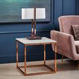 Allure End Table - Square - White Marble - Rose Gold Base