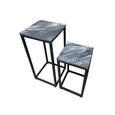 Alora Side Table - Square - Marble Effect Black - Set of 2
