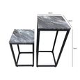 Alora Side Table - Square - Marble Effect Black - Set of 2