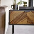 Alvin Chevron Wood Effect Lamp Table - 1 Drawer