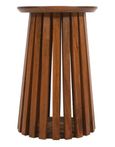 Amber Slatted Mango Wood Round Side Table