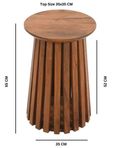 Amber Slatted Mango Wood Round Side Table