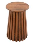 Amber Slatted Mango Wood Round Side Table