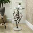 Side Table - Round - Antique Silver Twig Metal and Glass