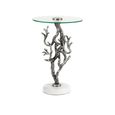 Side Table - Round - Antique Silver Twig Metal and Glass
