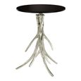 Antler Side Table - Round - Black Marble with Chrome Base