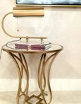 Apex Round End Table - Gold Metal and Clear Glass