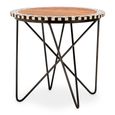 Artisan Side Table - Round - Brown Acacia Wood with Metal Hairpin Legs